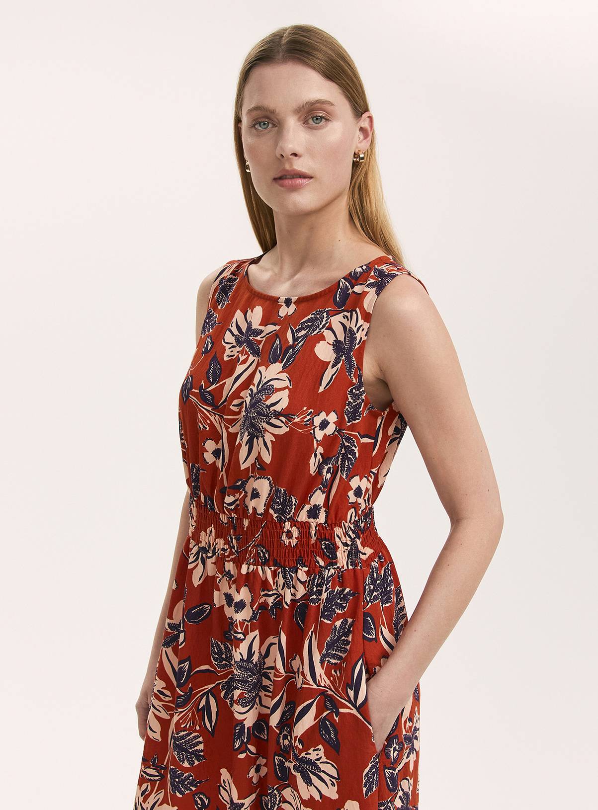 FINERY Willow Dress Rust Floral 16 - Image 3